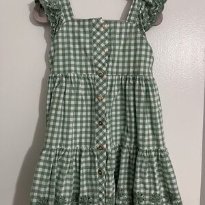 Green Gingham Kids Dress
